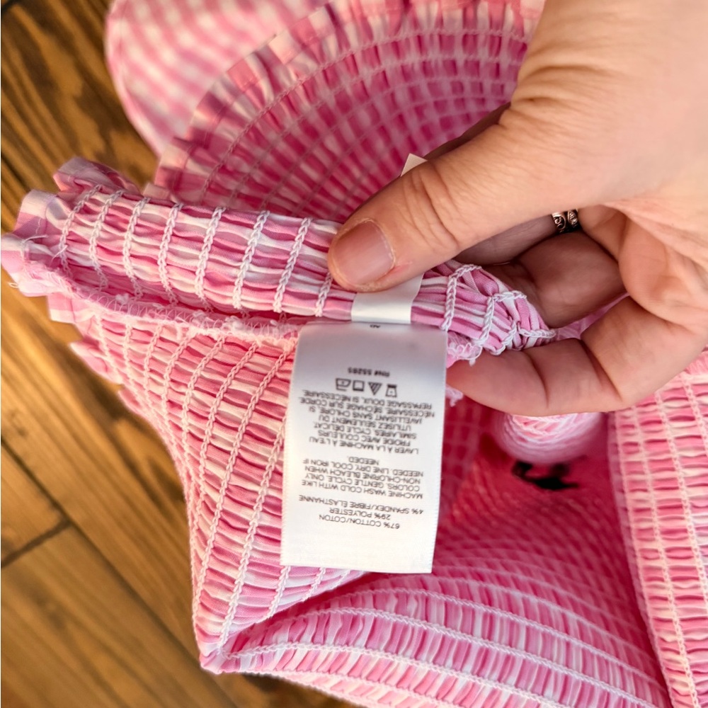 Express Pink Checkered Ruffle Blouse - Picture 4 of 4